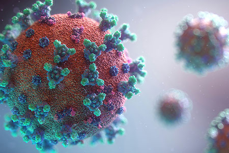 Electron microscope image of a Covid-19 virus particle