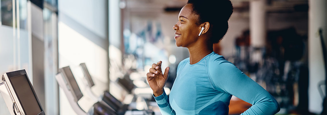 Woman running on a treadmill